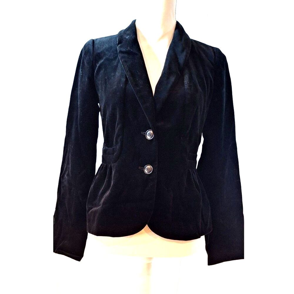 J.Crew Black Velvet Eden Peplum Blazer Jacket Ladies Size 2